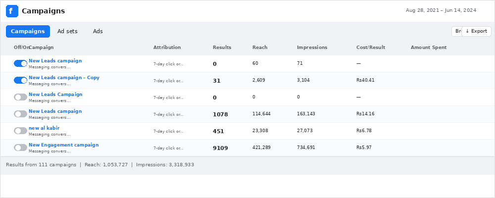 Meta Ads - BSM Developers campaigns