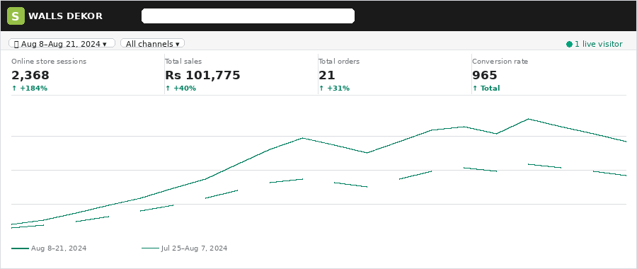 Walldekor Shopify - +184% sessions